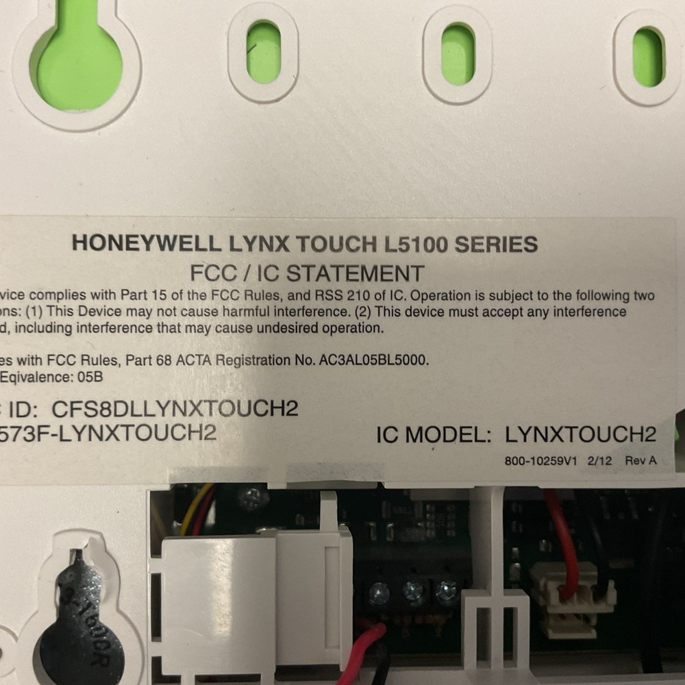 Monitronics Honeywell LYNX TOUCH L5100 LYNXTOUCH2 Control Panel