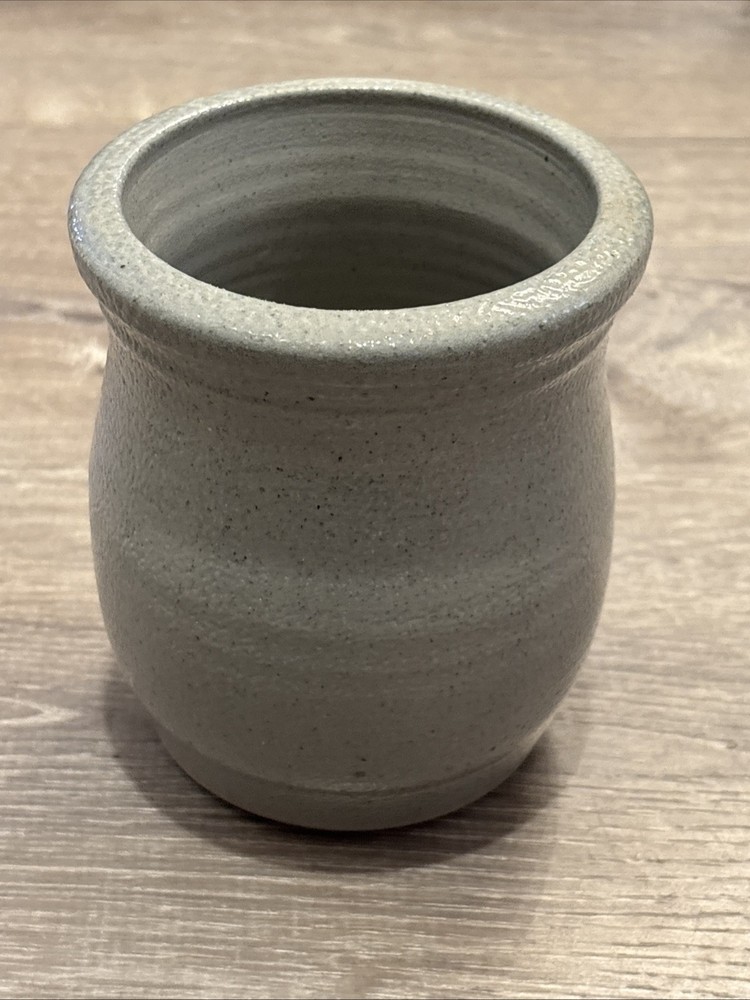 David Eldreth Small Pottery Crock, Floral Pattern, Signed, 1995