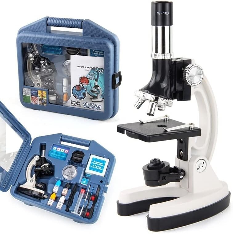 28 Pc Microscope Set 1200x With Black Carry Case Explore The World Observation