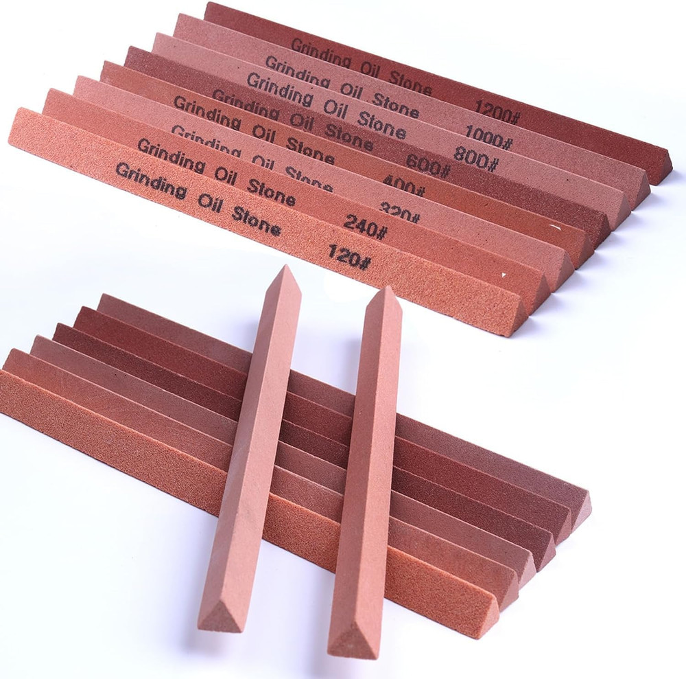 Sharpening Stone Set,16Pcs Triangle Sanding Sticks Knife Whetstone Set White Cor