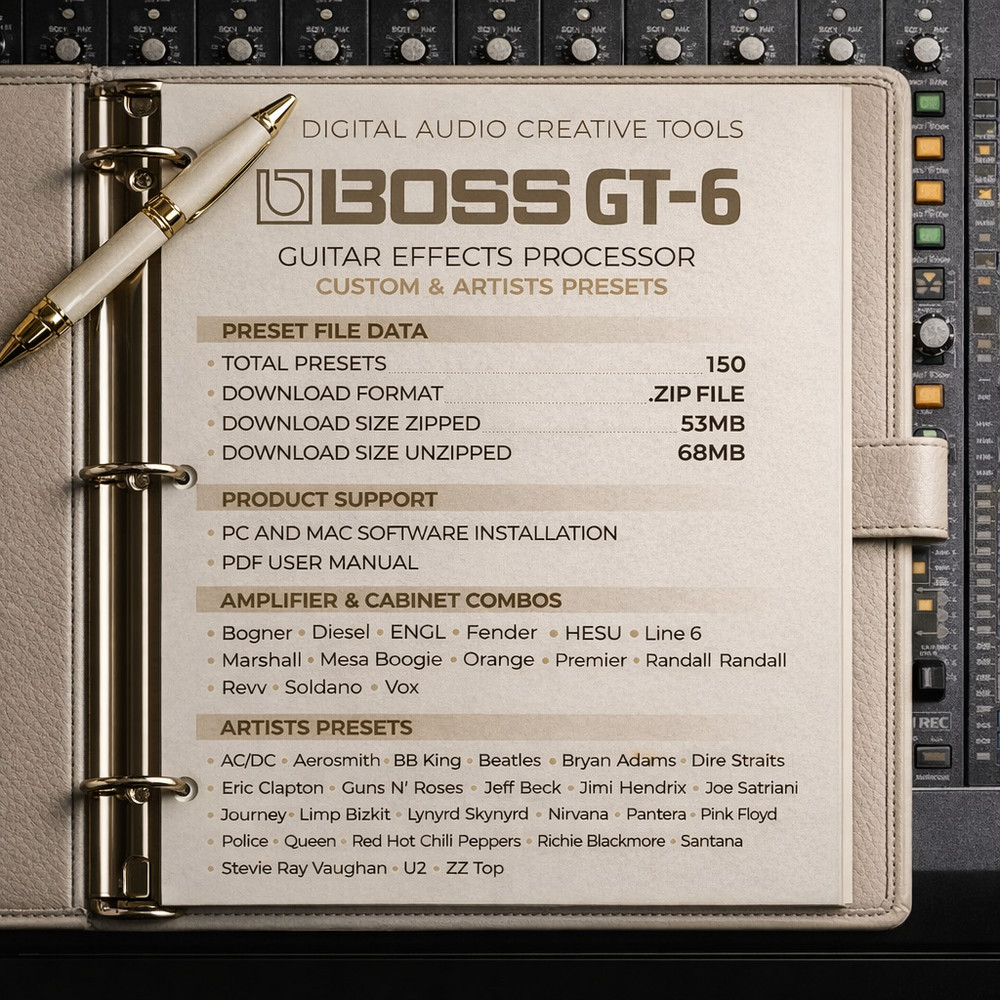 Boss GT-6 Guitar Multi-FX Presets Library