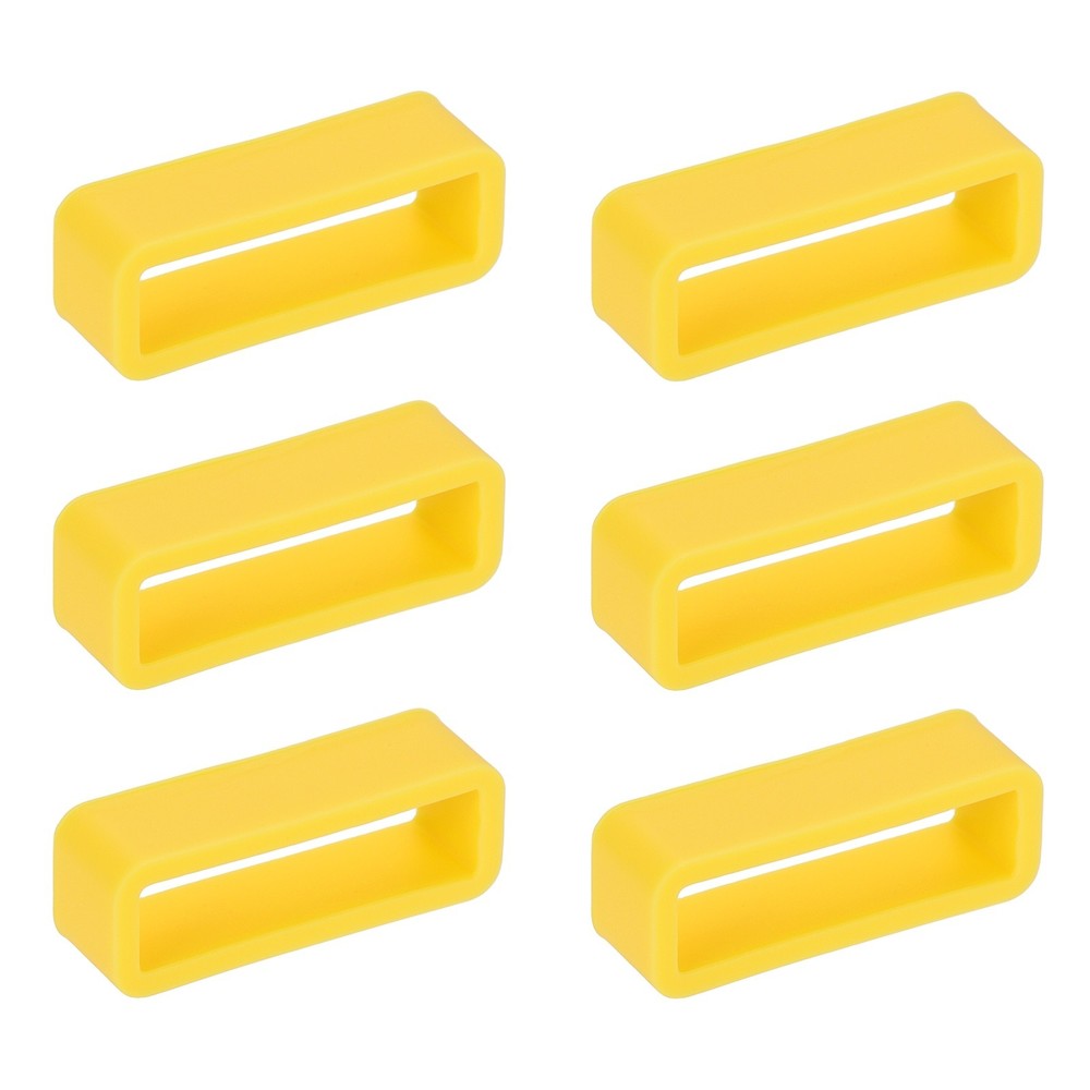 6pcs Watch Band Loop 22mm Silicone Watch Strap Retainer Loop, Yellow