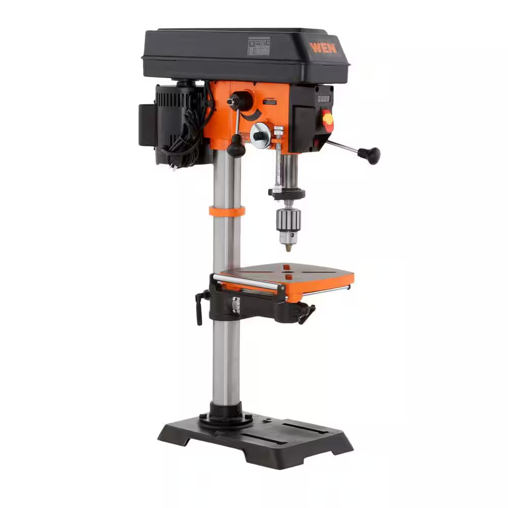 5-Amp 12 In. Variable Speed Cast Iron Benchtop Drill Press with Laser, Work Ligh