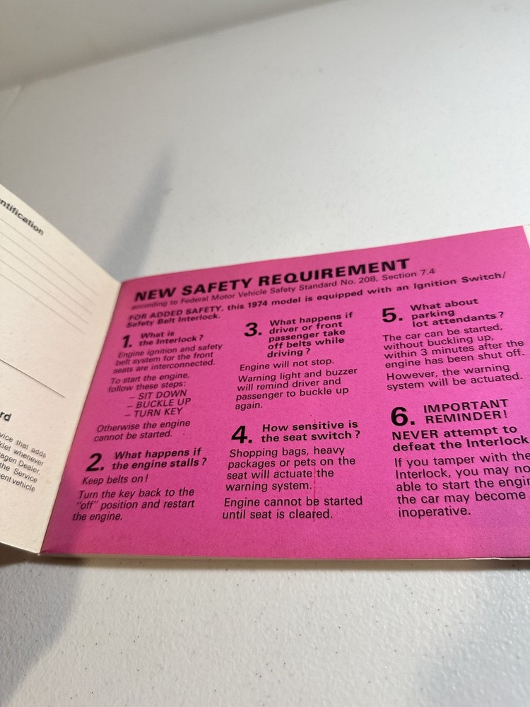 1974 Volkswagen Owner's Manual Set