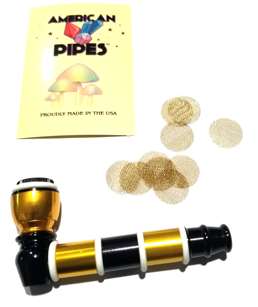 Black gold Metal Smoking  pipe  with screens