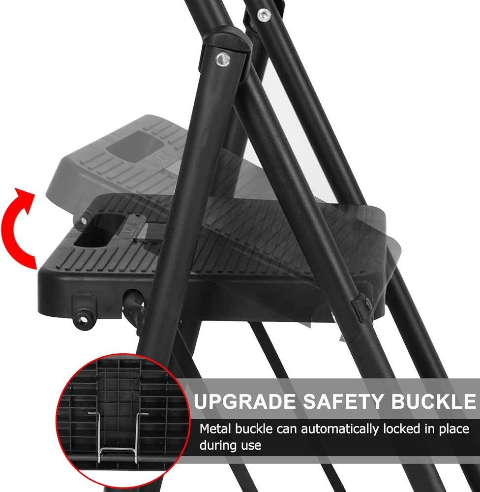 4 Step Ladder+Handrails & Attachable Tool Bag, Folding Step Stool Ladder 330 lbs