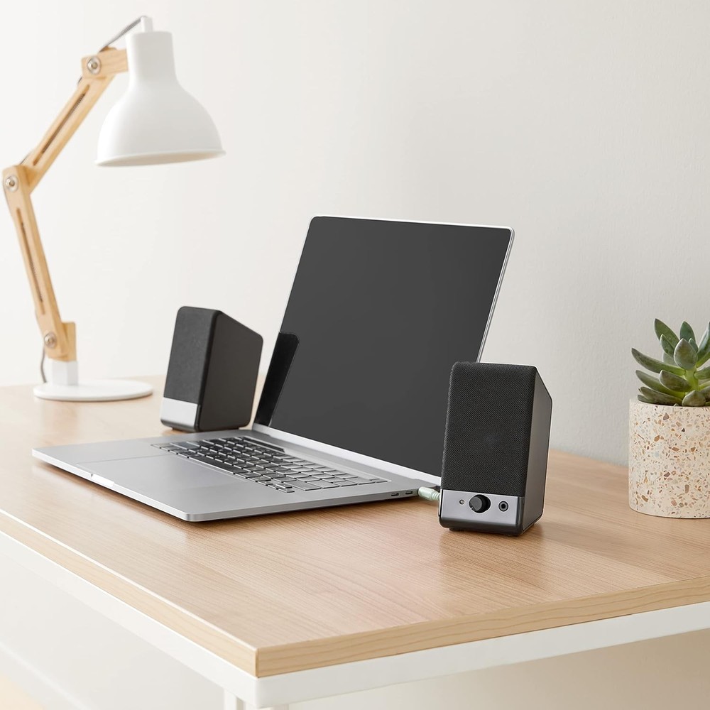 USB-Powered Computer Speakers W/ Volume Control Desktop/Laptop PC Compact Size