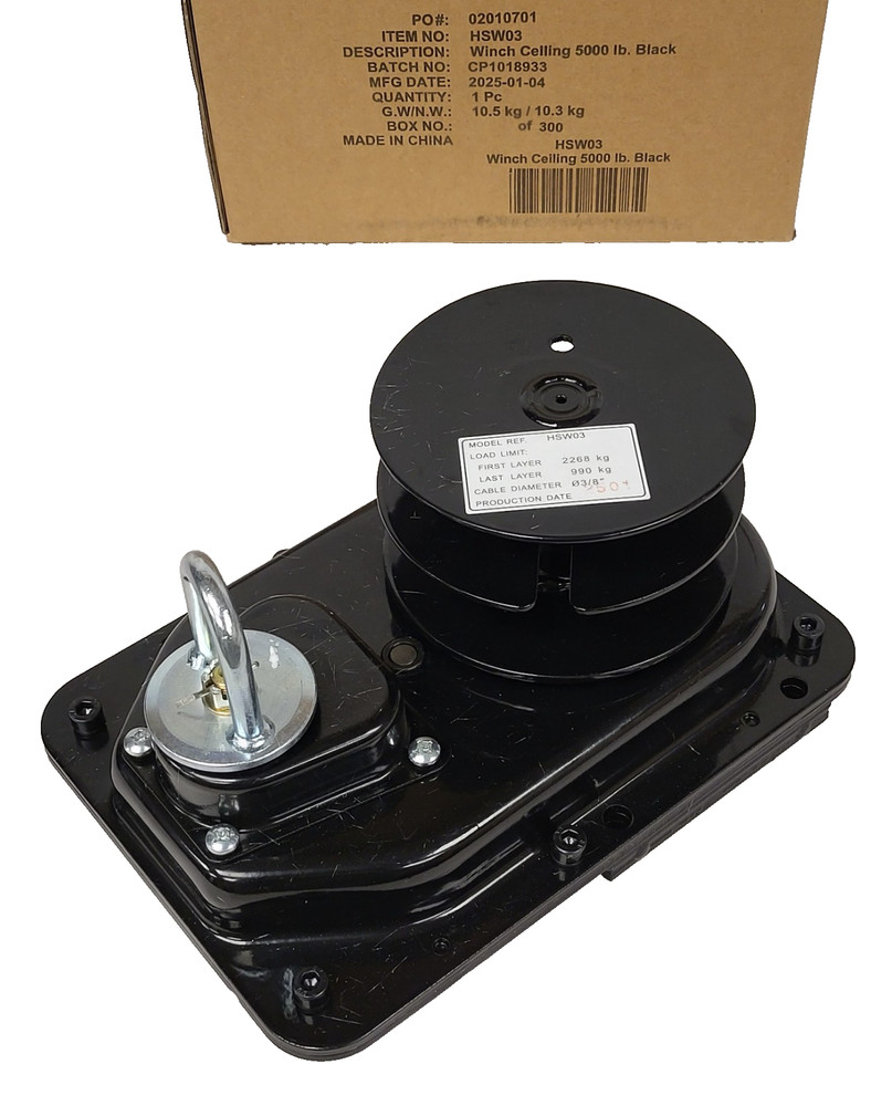 NEW WindLift HSW03 Double Pull 5000 LB Black Ceiling Winch