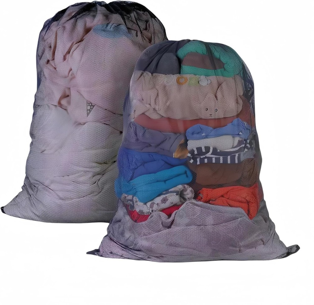 2 Pack Large Mesh Laundry Bag, Heavy Duty Mesh Laundry Bags Drawstring Lockab...