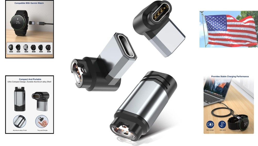 Versatile USB C Charging Cable Converters for Garmin Fenix 8, Forerunner Models