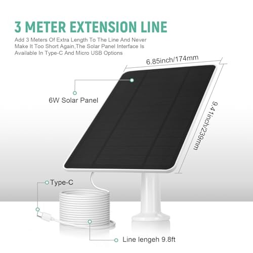 USB Solar Panel for Ring Camera - Type-C Solar Panel Charger 5v 6w White 6W