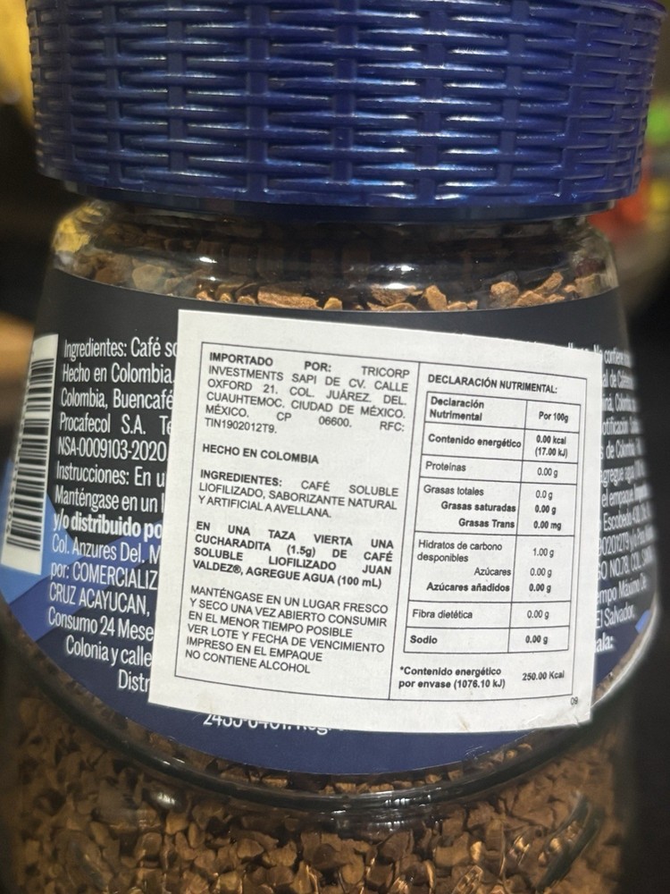 Juan Valdez Instant Coffee Avellana