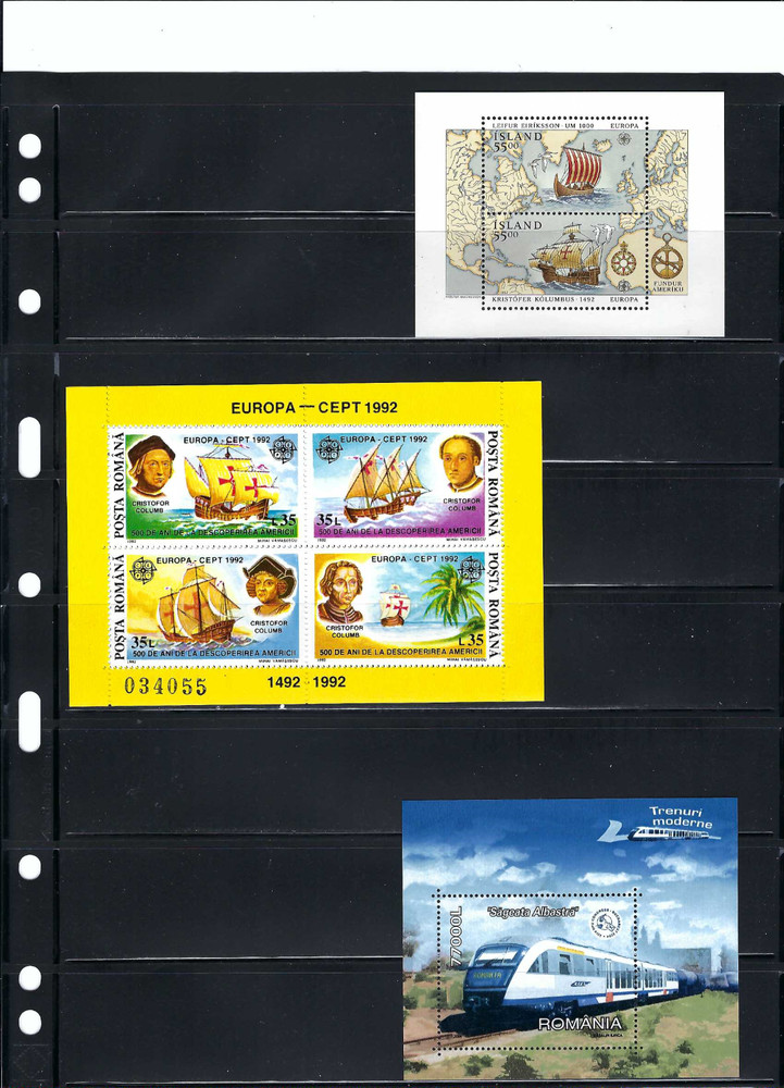SHIPS- TRAIN-  S/SHEETS-  ISLAND.-  ''COLUMBUS''               ROMANIA  {2}