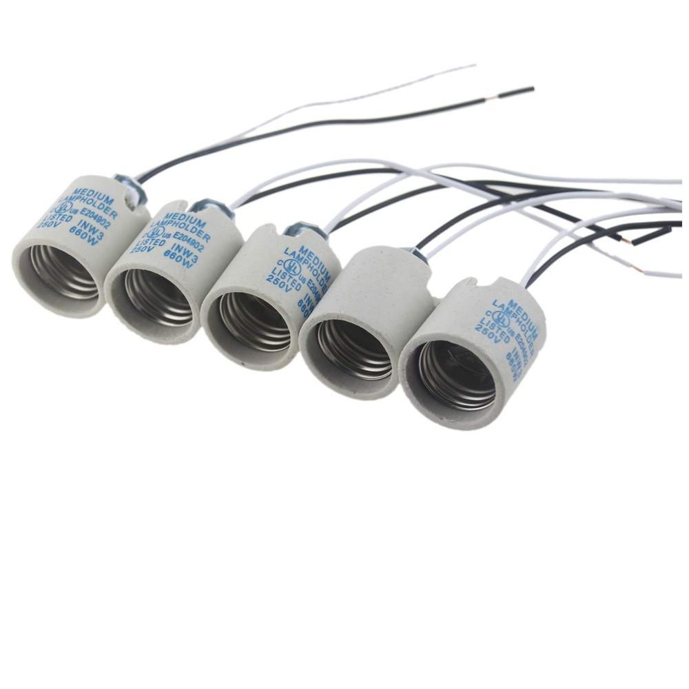 5pcs Ceramic Standard Medimun Screw Base Socket E26 E27 Bulb Holders With...