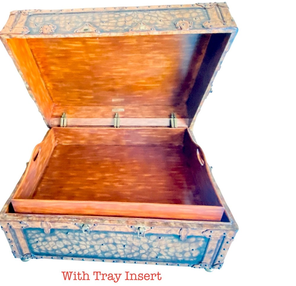 MAITLAND SMITH Leather Storage Trunk With Tray Insert