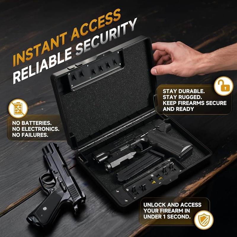 Handgun Safe Mechanical Combination 46 Customized Codes Compact Gun Storage Box