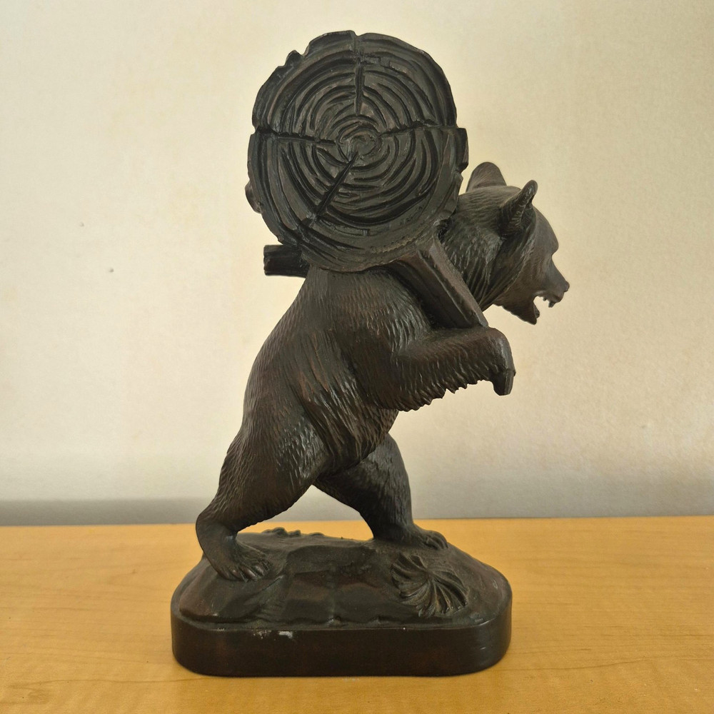 Rustic Oxblood Bear Clock with Backpack Lodge Decor