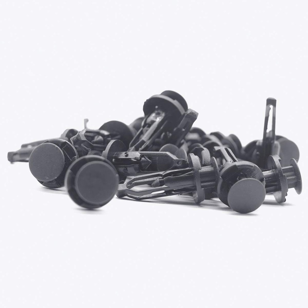 Lantee 9mm Front Bumper Clips, Nylon Push Type Fit into Hole Size, Black