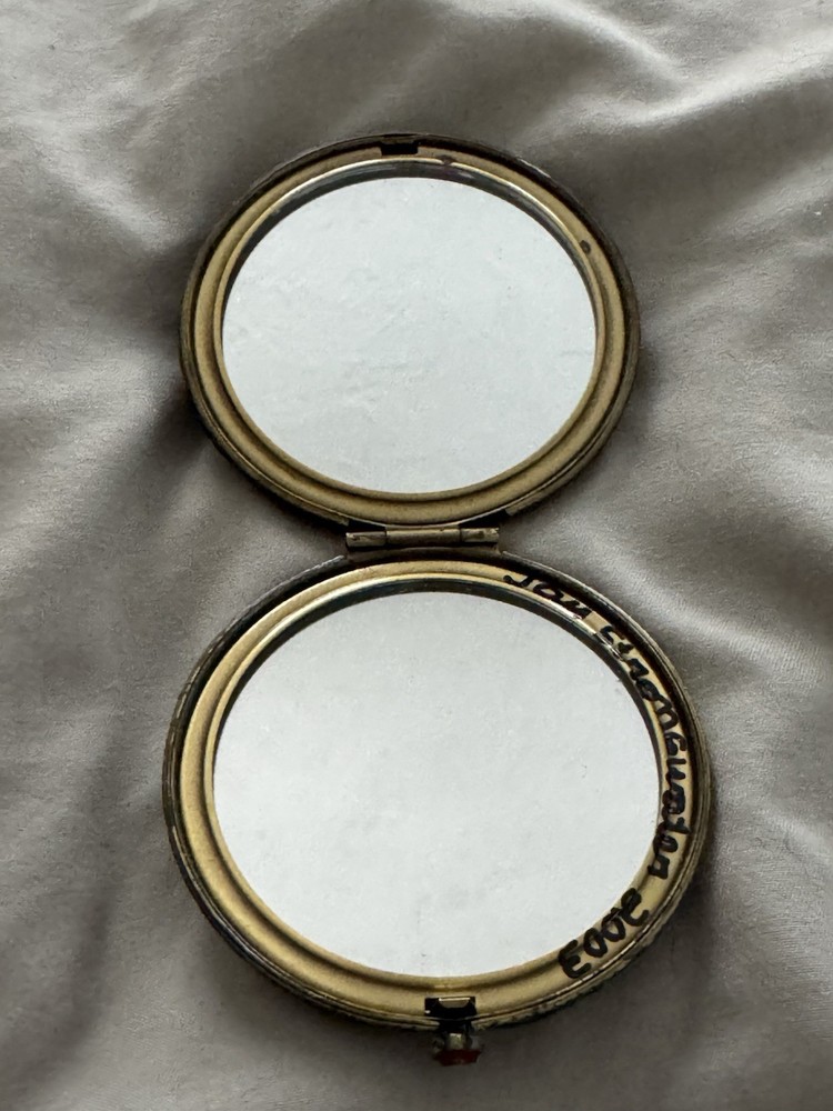 JAY STRONGWATER DOUBLE COMPACT MIRROR WITH BEE AND FLOWER