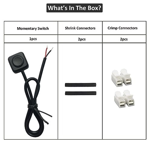 12V 24V Momentary Push Button Switch - 11.5' Pre Momentary Switch - Mini04
