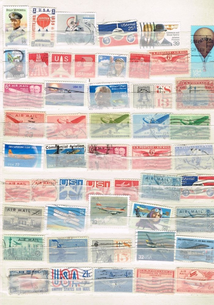 Aviation Stamps: 50 Assorted Cancelled US Postage (13-510)