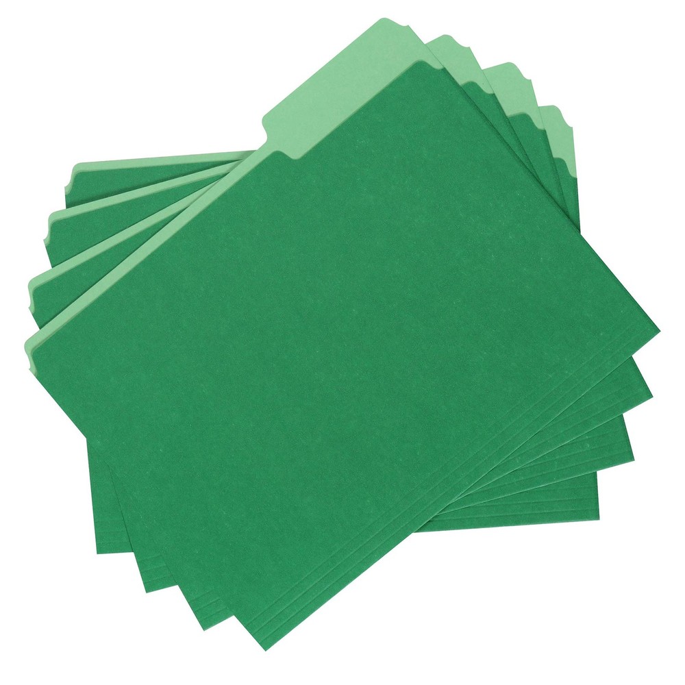 Amazon Basics File Folders, Letter Size, 1/3 Cut Tab, 36 pack, Bright Green
