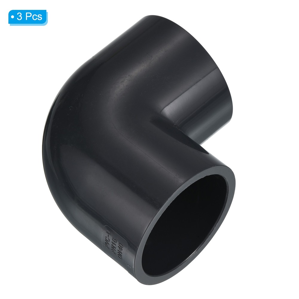 3Pcs UPVC Pipe Fitting Elbow 50mm Socket 90 Degree Adapter Connector Gray