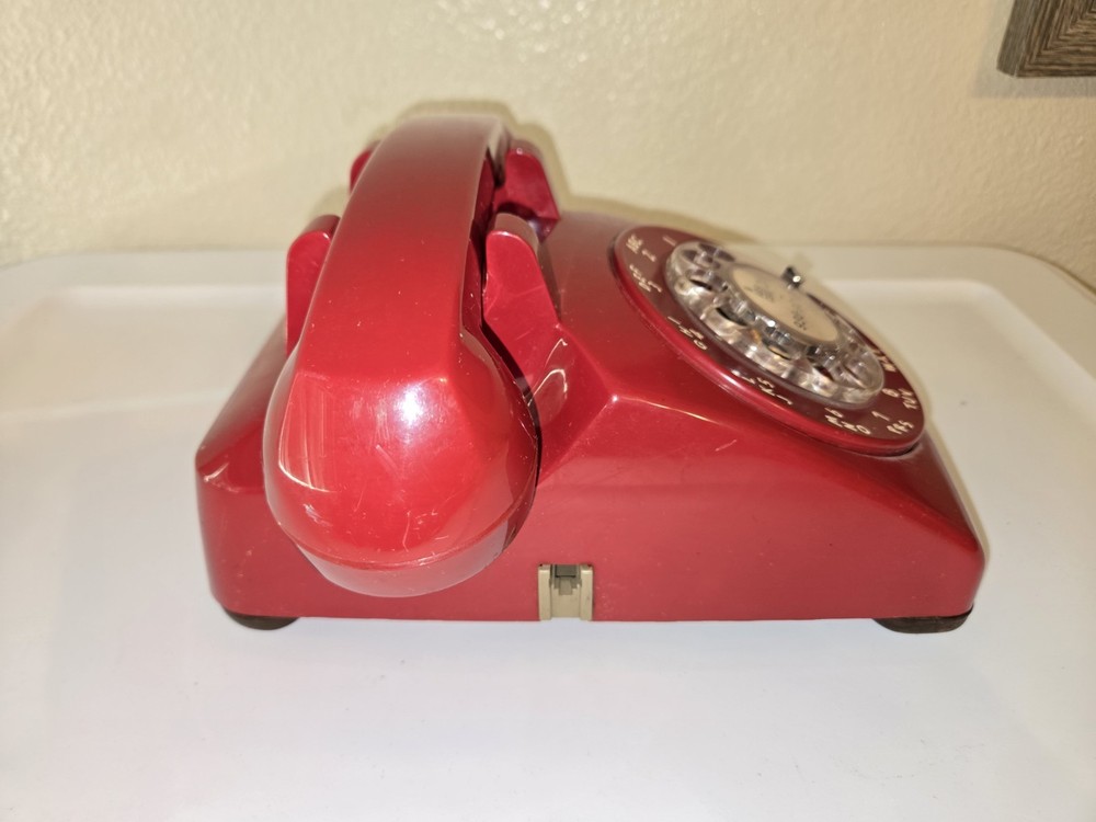 Vintage Bell System Red Rotary Telephone