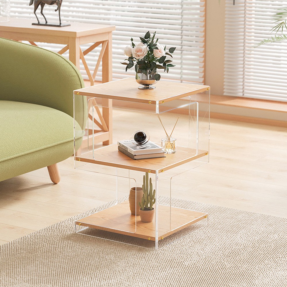Acrylic Storage Cabinet Sidetable Nightstand Bedroom Bedside Table Organizer US