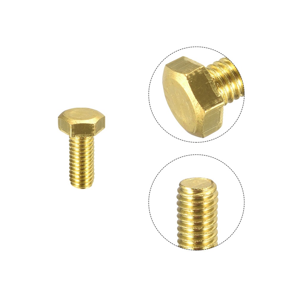 Brass Hex Bolts, M5x12mm 10pcs Fully Thread Grade 4.8 Machine Screws