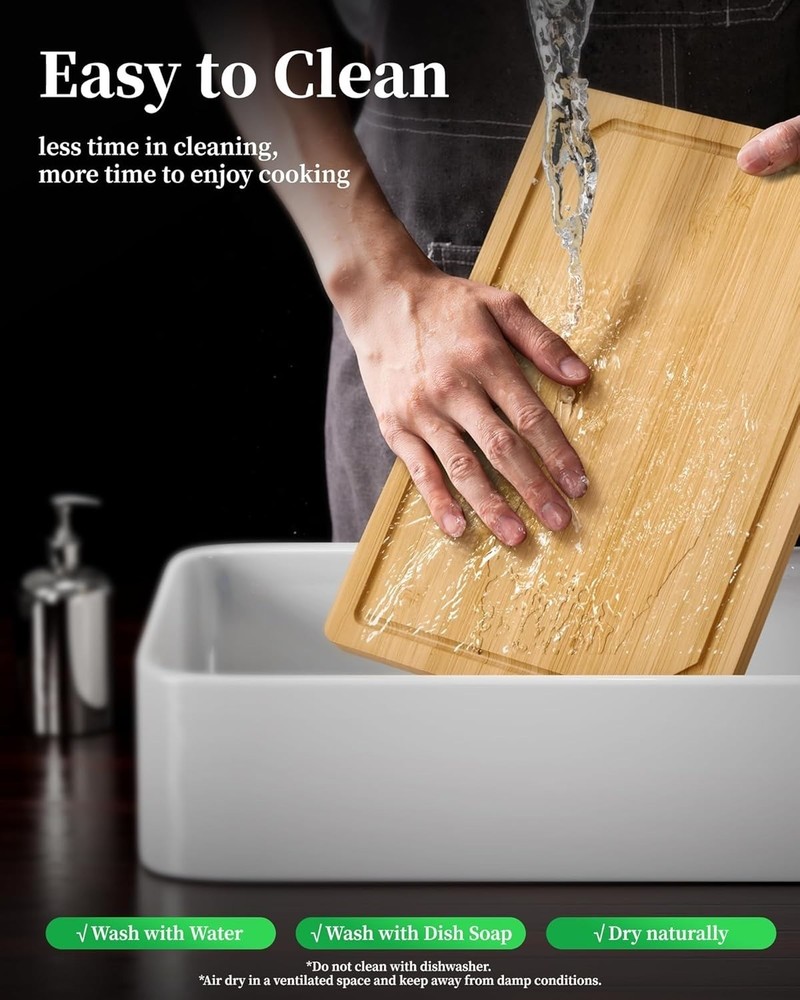 Natural Solid Wood Cutting Board Double Sided Kitchen Chopping Board for Meat