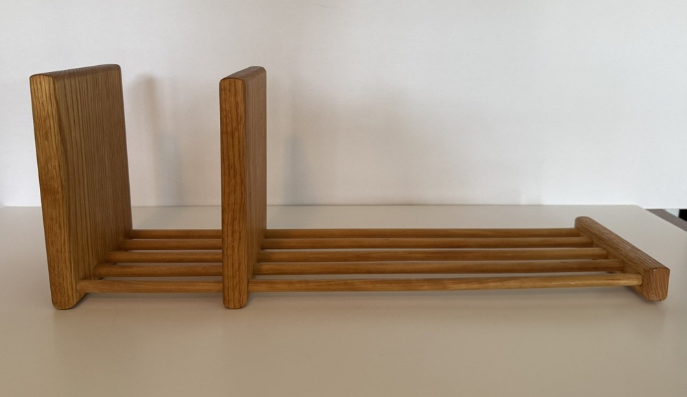 Vintage Oak Sliding End Adjustable Desktop Book Shelf Bookcase