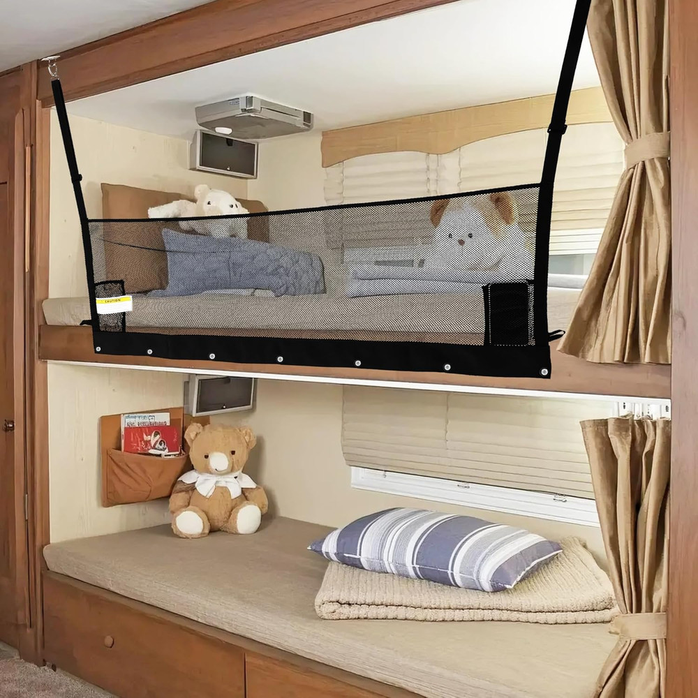 Adjustable RV Bunk Bed Safety Net - Fall Protection for Campers & Trailers