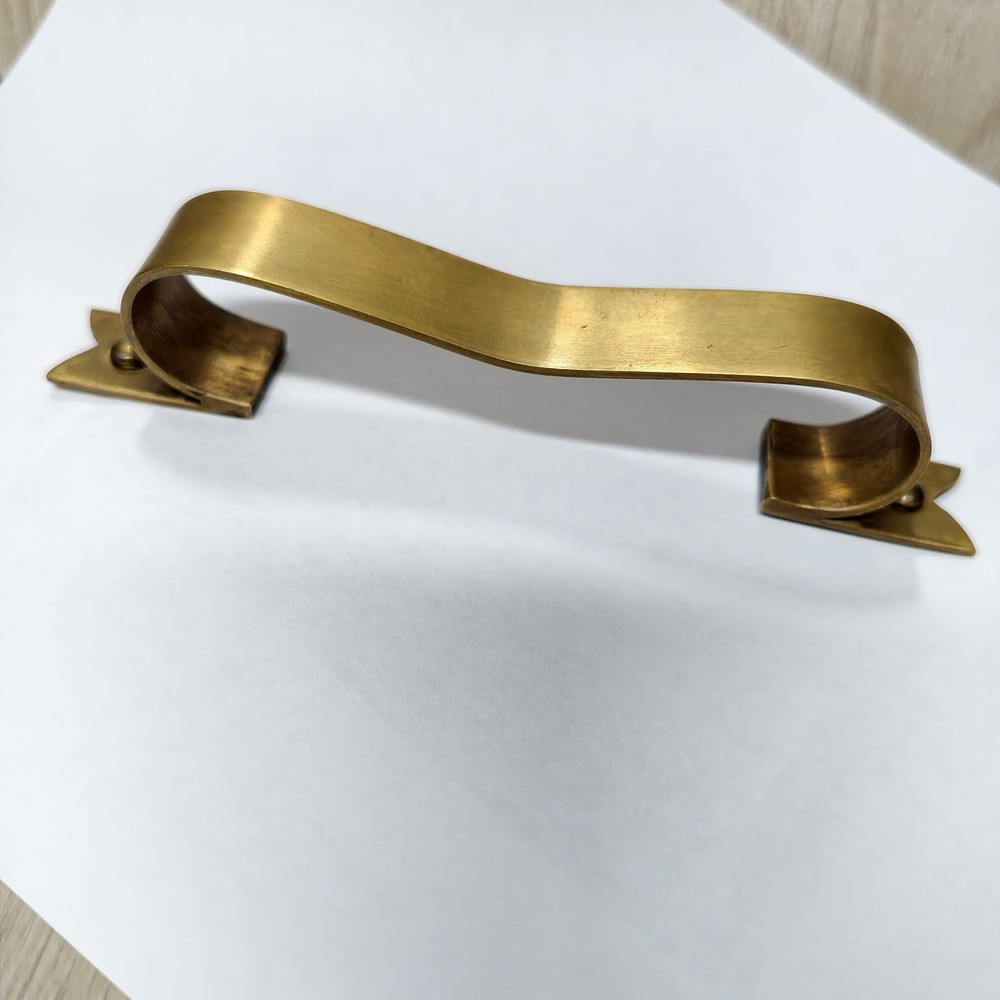 6 D PULL 6" handle heavy ribbon solid heavy brass old style kitchen GRAB 15 cm