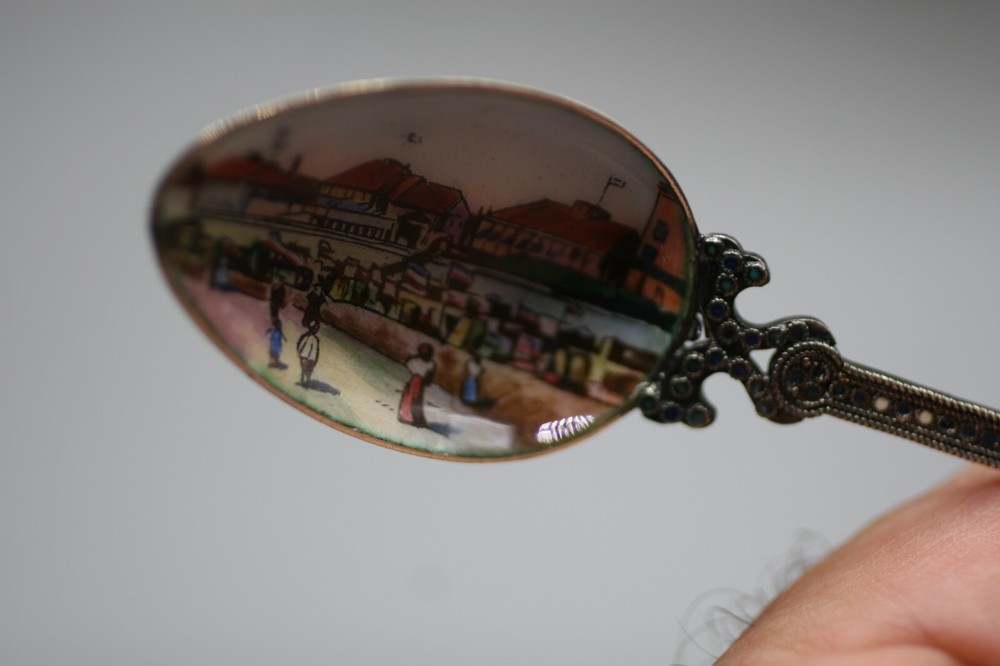 800 Silver Enamel Souvenir Spoon Z1