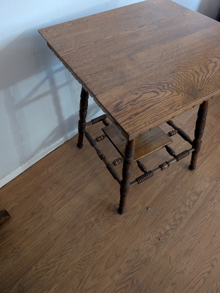 Antique Victorian Spindle Style Oak Accent Side Table