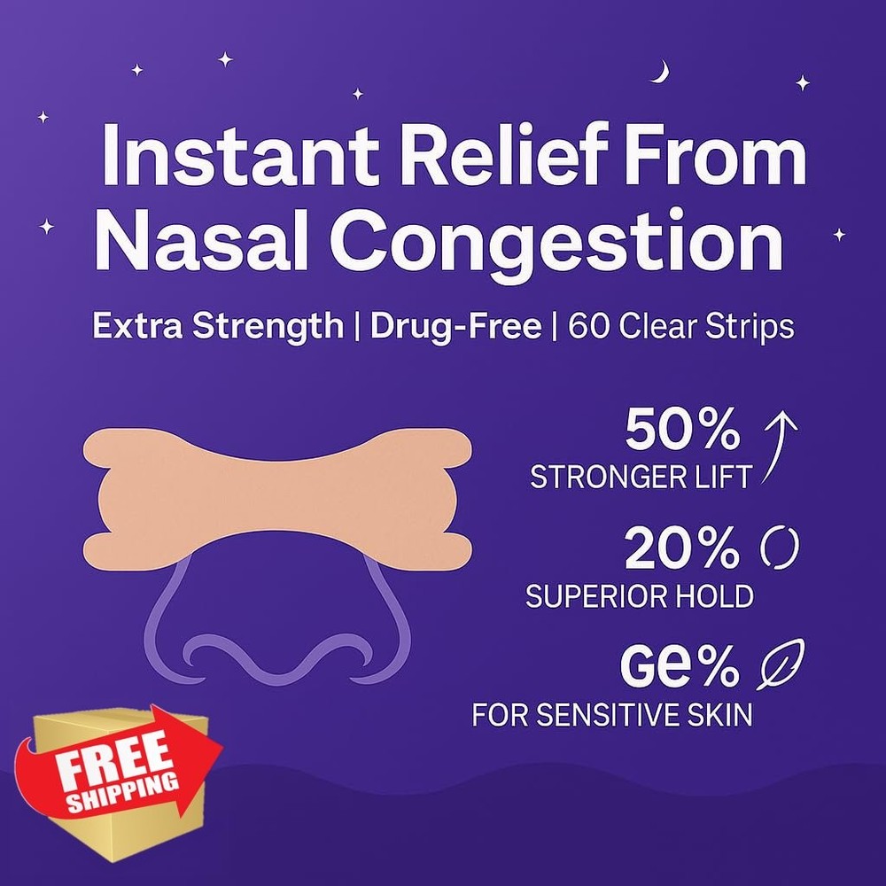 Extra Strength Nasal Strips Snoring Congestion Relief 60 PCS