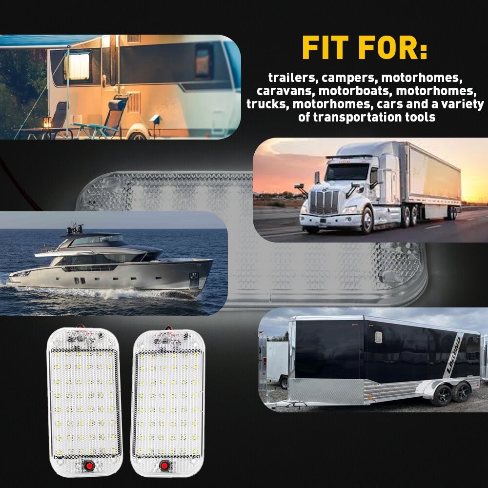 2 Pack 12V Led RV Ceiling Dome RV Light Interior Lighting for Trailer Camper USA