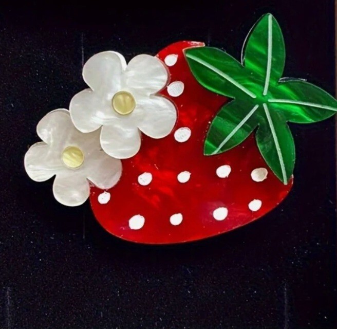 Acrylic strawberry brooch