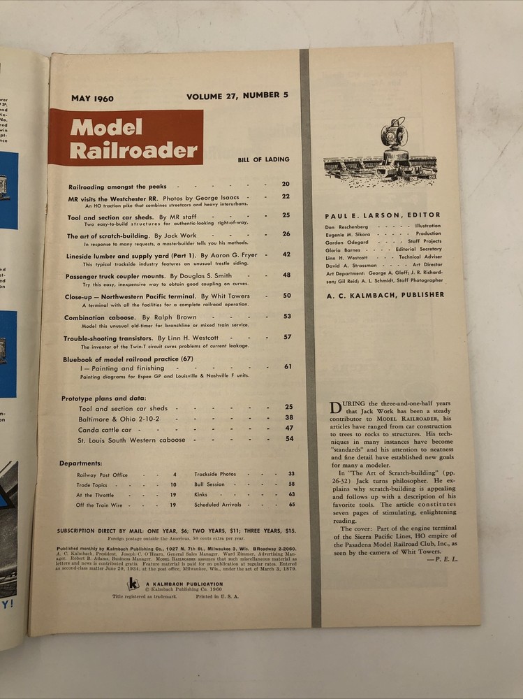 Vintage Model Railroader Magazine May, 1960