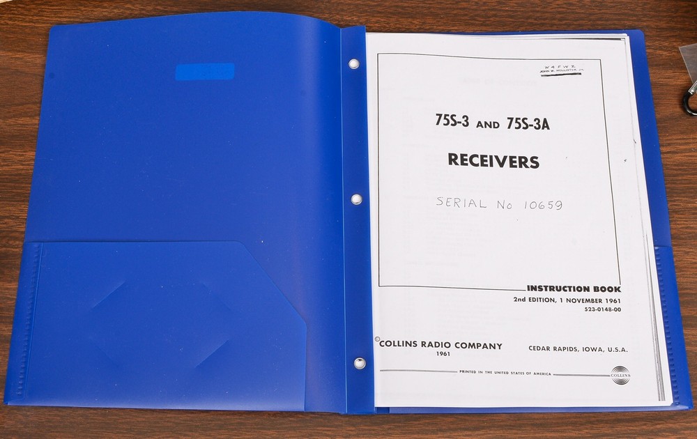 ORIGINAL COLLINS 75S-3 75S-3A RECEIVER INSTRUCTION BOOK MANUAL