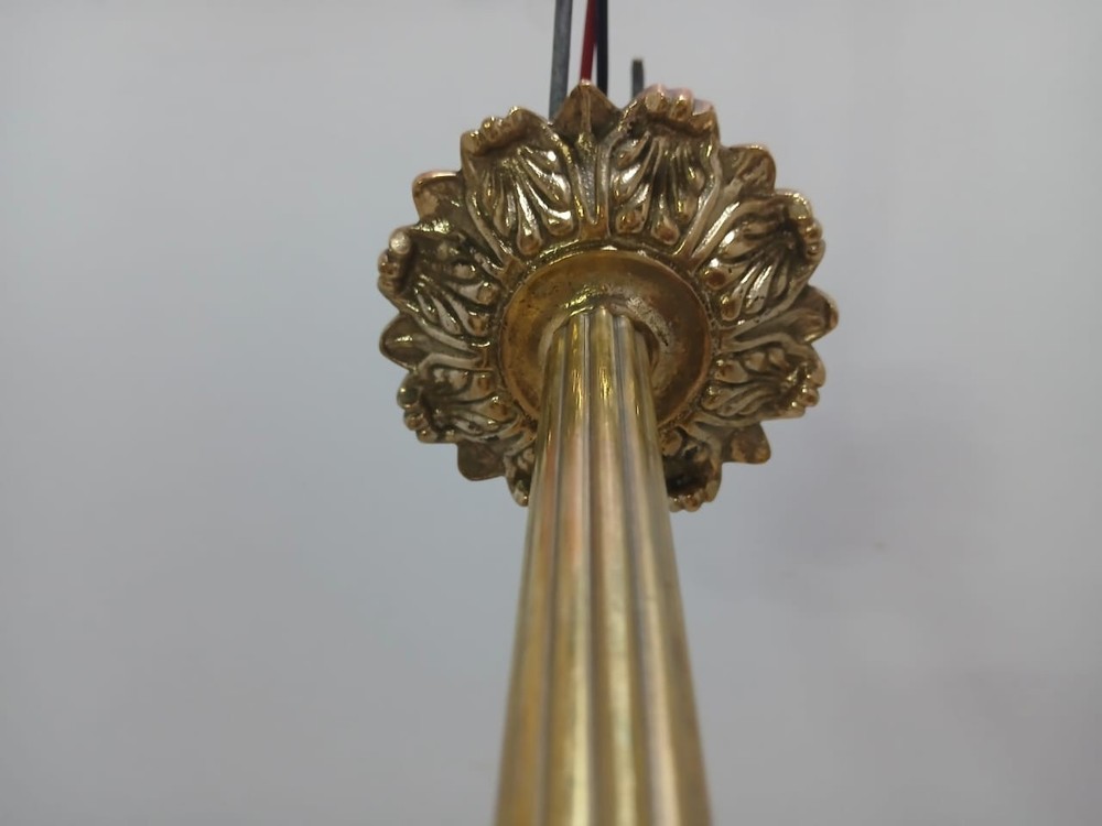 Solid Brass Chandelier – Vintage Style 3-Light Ceiling Light Cut-Glass Shades