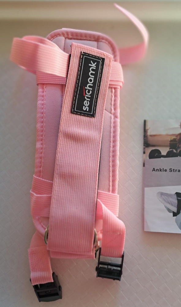1-PAIR Adjustable Dumbbell Ankle Straps Pink NEW