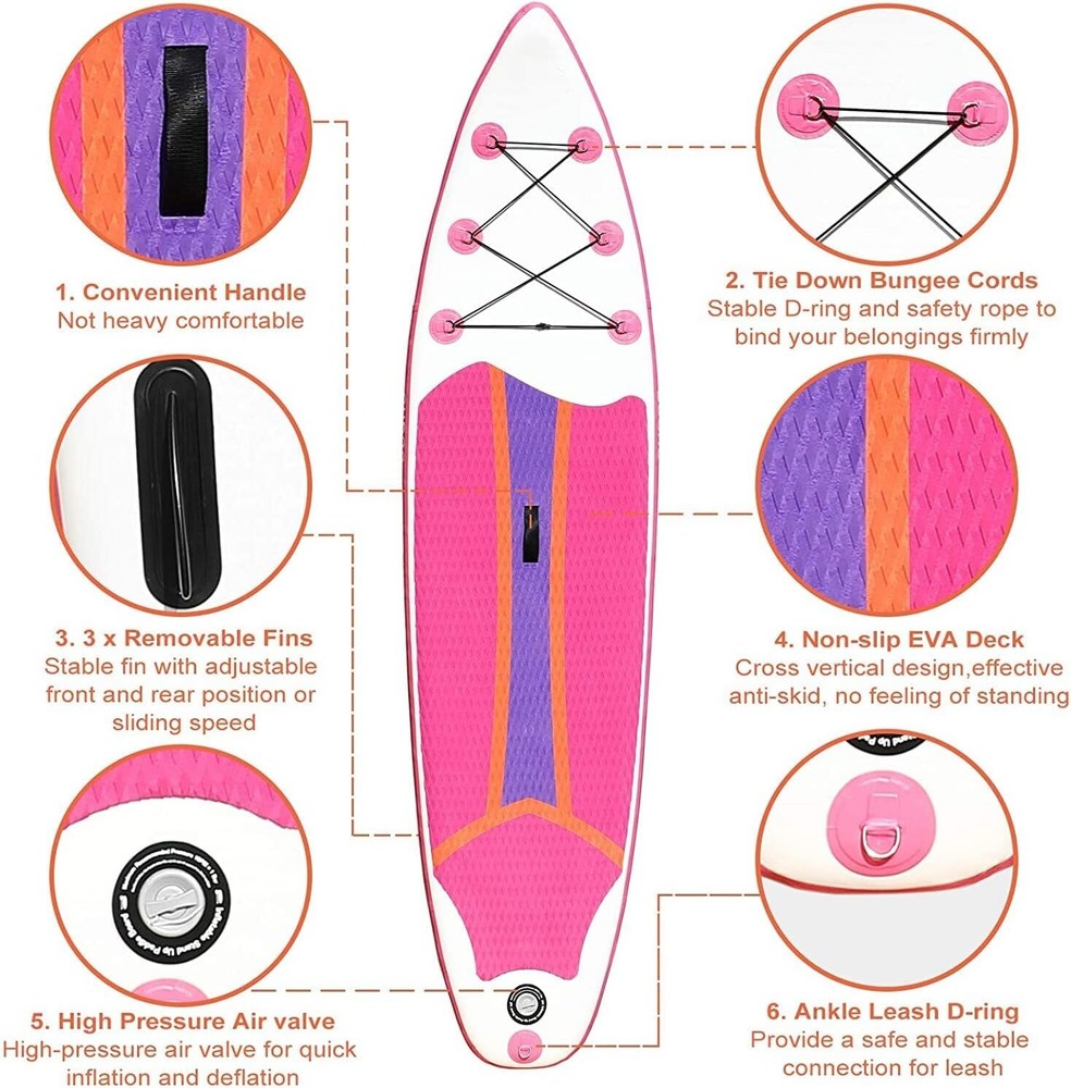 10ft Inflatable Stand-Up Paddle Board Sup SurfBoard with Paddle Accessory PK