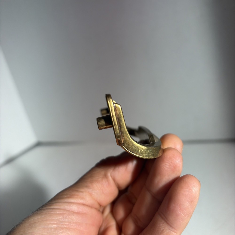 Vintage Art Deco Mid Century Modern Style Single Brass Drawer Pull Handle