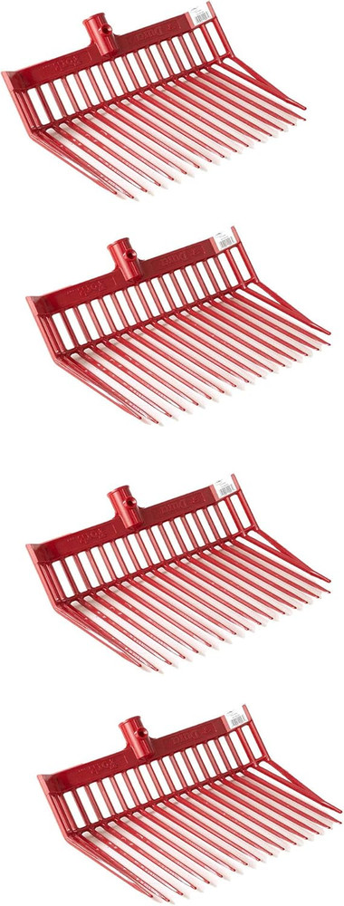 Durafork 13" Polycarbonate Pitchfork Replacement Head with Angled Tines - Red 4