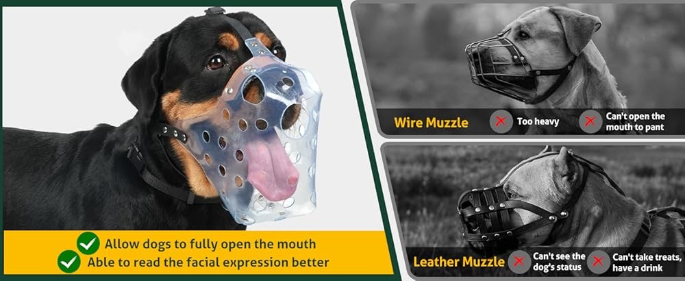 Pitbull Muzzle, Basket Muzzle for Lar Dogs Rottweiler to