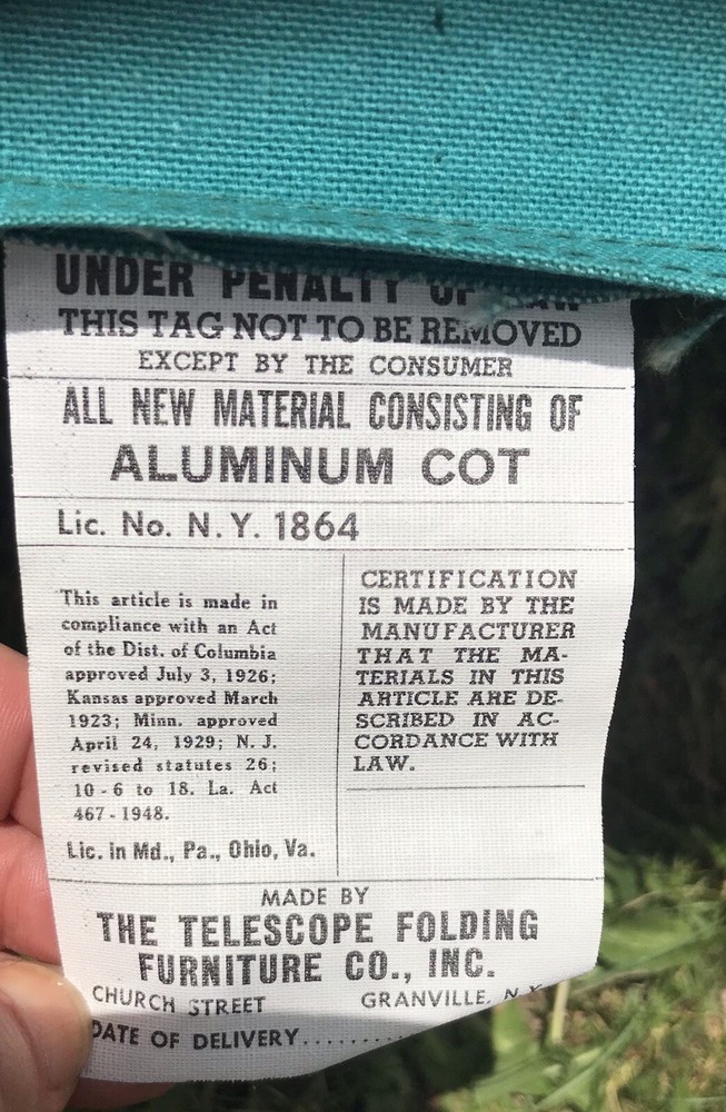 Vintage Telescope Aluminum Folding Camp Cot 75x27”