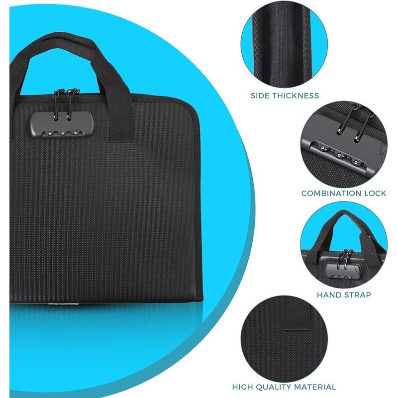 Fireproof Expanding File Organizer Portable Accordion Storage Folder Documents