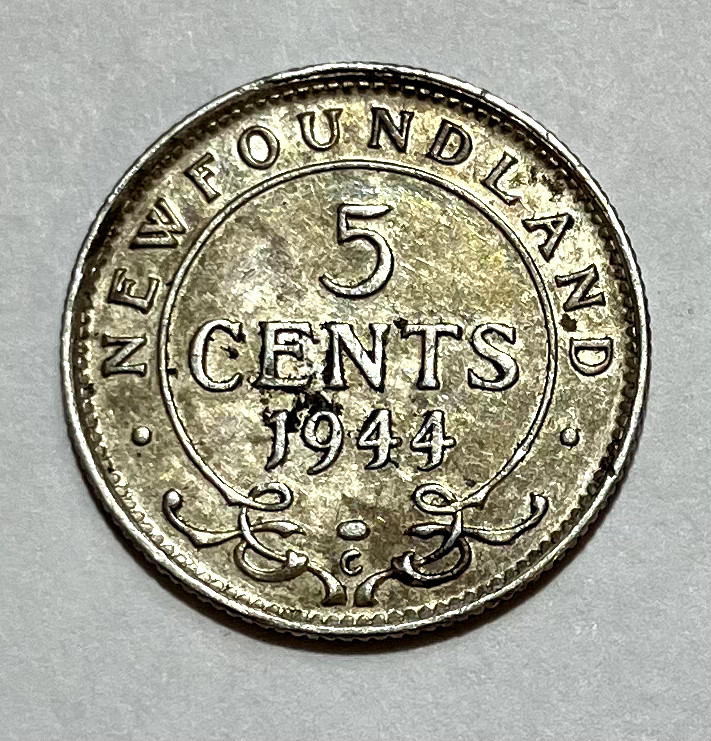 1944 Newfoundland Silver 5 Cents